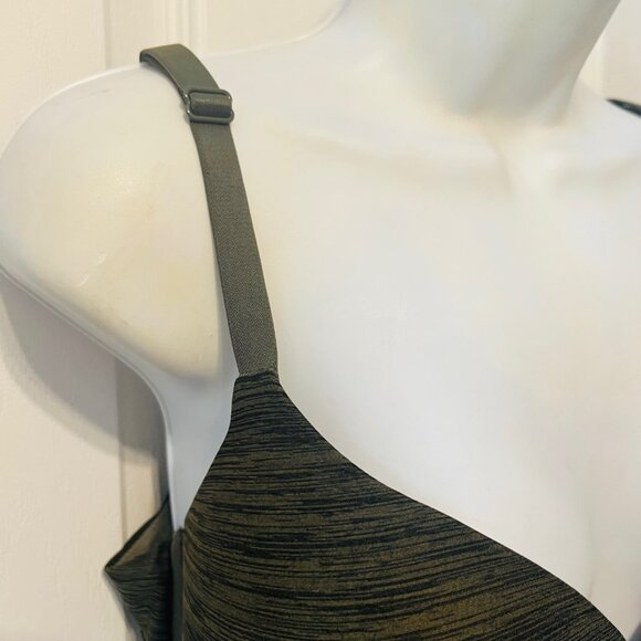 Victoria's Secret Uplift Semi/Demi Army Green/Black Mesh Size 38 DD Bra-Ajustabl - Picture 9 of 15